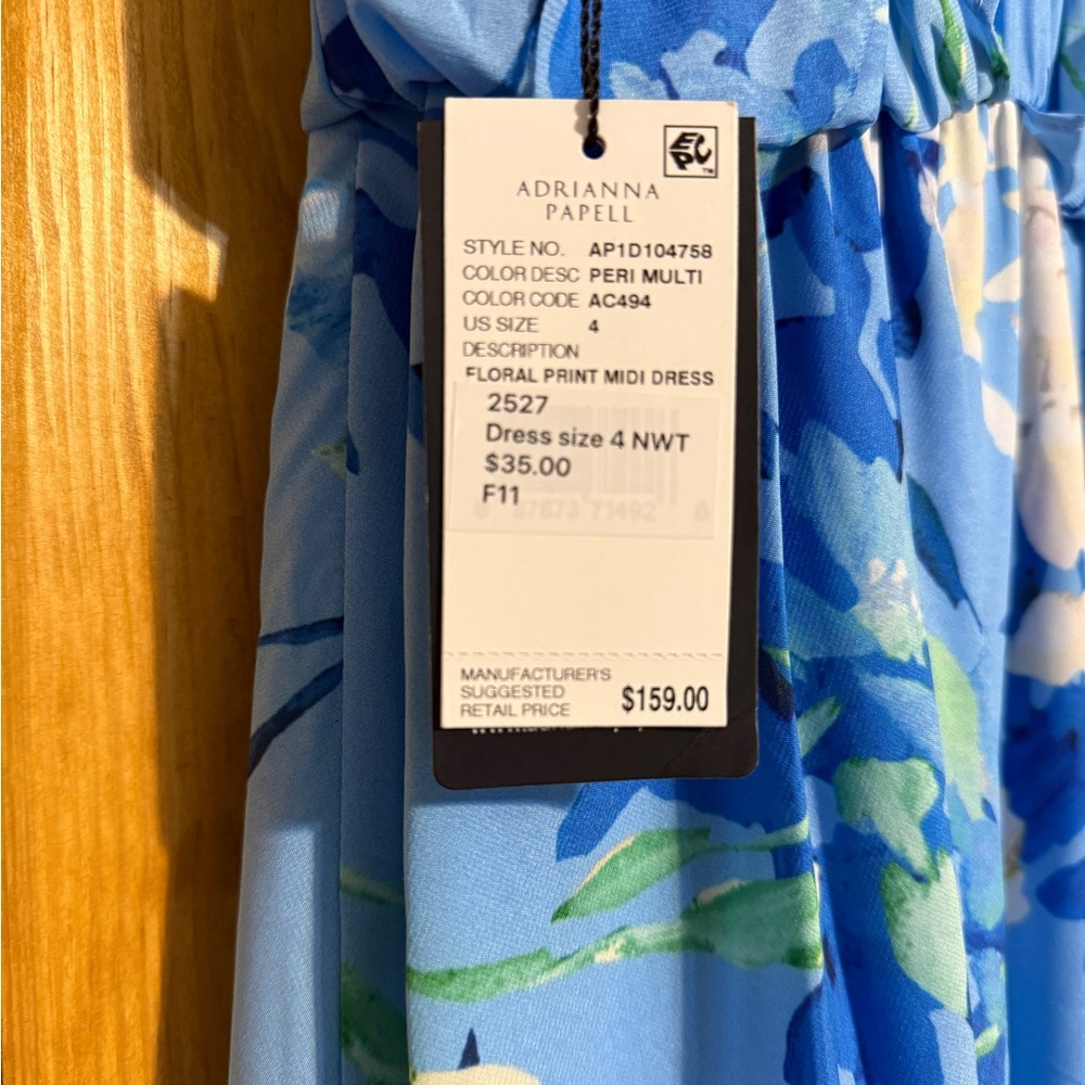 Adrianna Papell Blue Floral Midi Dress - Picture 4 of 5